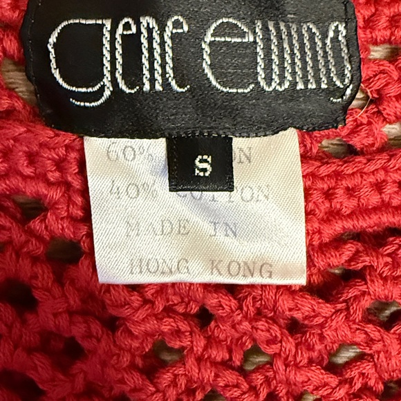 NEW Vintage Gene Ewing Red beaded crochet Sweater - Picture 3 of 4